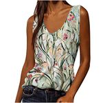 Women Summer Tshirt Tops Fashion Sexy Sleeveless Flower Pirnt Vest U-Neck Printed Tops Tee Vest Blouse Tops Sale Clearance Ladies Sexy Comfy Plus Size Blouses UK Size S-5XL