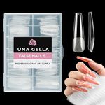 UNA GELLA Extra Long Coffin Nail Tips XXL Soft Gel Nail Tips 216pcs Coffin Pre-shape Press On Nails No C Curve Full Cover Ballerina Nail Tip Clear Fake Nail for Acrylic Nail Soak Off DIY Salon 12Sizes