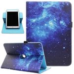 Universal 10 10.1 Inch Android Tablet Case, Dluggs PU Leather 360 Degree Rotating Multi-Angle Viewing Stand Case Cover for 10 10.1 and All 9.5-10.5 Inch Tablet, Blue Space