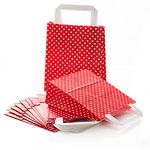 Logbuch-Verlag 100 Small Red / White Polka Dot Paper Bags 18 x 8 x 22 cm Gift Bag Paper Bag with Handle Paper Bag Packaging Give-Away Bag