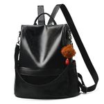 Backpack for Women Vegan Leather Backpack Large Travel Backpack for Women Shoulder Backpack Purse for Women (Black)