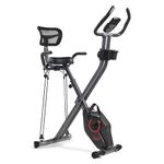 Sunny Health & Fitness Foldable Magnetic Stationary Exercise X-Bike Pro, 300 LB Capacity, Low-Impact, 14-Level Resistance, Ergonomic Support, SunnyFit® App Enhanced Bluetooth Connectivity - SF-B223012