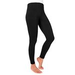 MUK LUKS Women's Solid Fleece Leggings Hosiery, Black, XL/XXL