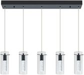 BESTWEST Black Modern Pendant Light Fixture - Kitchen Island Chandelier With Bubble, Dimmable (25W, 5-Light)