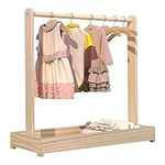 Dress up Rack Baby Garment Rack, Kids Clothing Rack with Storage Shelf & Hanging Rod,Solid Wood Dog Cat Wardrobe Coat Rack,Small Dog Closet Pet Clothes Organizer,Kindergarten Floor Clothes Storage