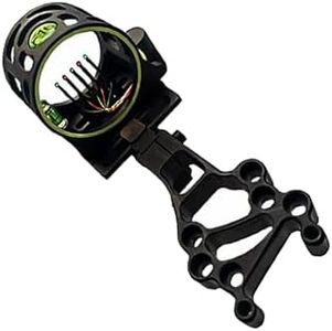 5 Pin Bow Sight for Compound Bows & Recurve Bows - No-Tool Adjustments with Elevation/Windage | Built-in Sight Light & Lens Adapter | Short Bar Archery Accessories