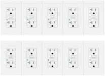 GFCI 20 Amp Weather Resistant,GREENCYCLE 10PK GFCI Outlet 20A, Safety WR Electrical Wall Outlet Indoor or Outdoor Use, Decorative Screwless Wall Plates and Screws Included, White