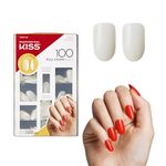 KISS 100 Full-Cover Manicure Kit, Medium Length Active Oval Fake Nails, Longer Lasting, 10 Sizes with Maximum Speed Nail Glue,Packaging may vary