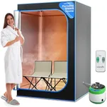 SereneLife Portable Sauna for Home, 2 Person Steam Sauna Tent with 4L Steamer, 2 Folding Sauna Chairs, Remote Control In-Home Spa, 71"x47" - inches (Black)