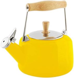 Chantal SVEN Enamel on Steel Whistling Teakettle with Natural Wood handle, 1.4 quarts (Canary Yellow)
