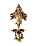 Two Moustaches Brass Ganesha Wall Hanging Diya with Bells for Home Decor, Brass Hanging Diyas Oil Lamp, Diwali Gifts, Diyas for Diwali, Ghanti for Pooja, Brass Diya, Temple Decor, Standard, Pack of 1