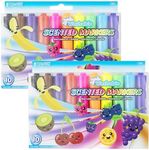 BAZIC Products Washable Fruit Scented Markers Broad Line 10 Color, Chisel Tip Broad Fine Line, Non Toxic Marcadorc Art School Supplies (10/Pack), 2-Packs