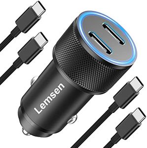 Chargeur Allume Cigare USB C Rapide 60W, Double PD Chargeur Voiture USB C Adaptateur Prise Allume Cigare USB Chargeur Telephone Voiture avec 2X Câble pour Samsung Galaxy S23 S22 S21,iPhone 15 Pro Max