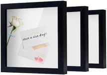 Muzilife 8x8 Shadow Box Picture Frame 3-Pack Wood 3D Picture Frame with Glass Cover Display Case for Medals, Wedding Memories, Tickets, and Photos, Black