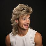 Leuik Adult Funny Wigs for Men|Pop Rock Wig|Joe Dirt Wig for 70s|80s Wig (Blonde)