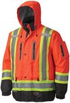 Pioneer High Visibility Premium Safety Bomber Rain Jacket, Hi Vis, Waterproof, Reflective, ANSI Class 3 Work Coat for Men, V1130160-L, Orange, Large