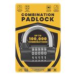 JJ PRIME - Number Combination Padlock Heavy Duty Padlock with Code | Outdoor Padlock Weatherproof Padlock | Code Padlock Combination Padlock for Gym Locker, Gate, Fence, Shed, Hasp (Black, 7mm)