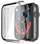 Piuellia 2 Pack Transparent Hard Case with Tempered Glass Screen Protector Compatible for Apple Watch Series 9 Series 8 Series 7 45mm, Ultra-Thin Shockproof Overall Protective Cover for iWatch