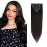 Rich Choices Clip in Hair Extensions Real Human Hair Pieces for Women 8 Pieces 100% Remy Hair Extensions (16"-65g, #1B Natural Black Hair Extensions)