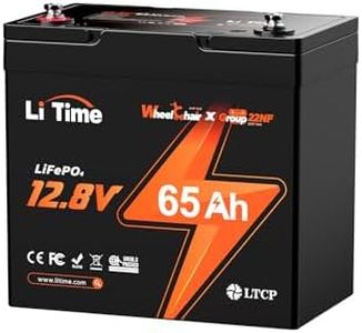 LiTime 4Pack 12V 65Ah LiFePO4 Battery, Group 22NF Wheelchair Lithium Battery with Low-Temp Protection, Built-in 65A BMS, 832Wh Energy for Electric Wheelchair, Mobility Scooter, Trolling Motor, Camping