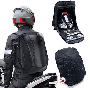 Motorcycle Backpack Waterproof Hard Shell Backpack - Carbon Fiber Motorbike Helmet Backpack Waterproof 30L Large Capacity - Riding Laptop Bag for Travelling Camping Cycling Storage Bag