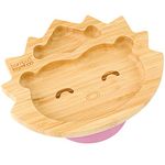 bamboo bamboo Baby Plate and Toddler Plate, Suction Plate for Feeding and Weaning, Bamboo Hedgehog Plate with Secure Suction, Suction Plates for Babies from 6 Months (Hedgehog, Pink)