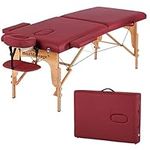 BestMassage® Table Massage Bed Spa Bed PU Portable 84 Inches 2 Fold Heigh Adjustable Massage Table Bed w/Free Carry Case Facial Cradle Salon Tattoo Bed，Burgundy