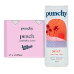 Punchy Drinks - Peach, Ginger & Chai - Premium Soft Drink, Mixer, Sparkling Water, Vitamin D, All Natural, Low Calorie, Non Alcoholic - 12 x 250ml