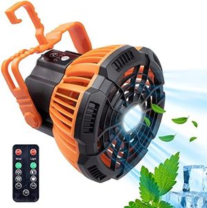 Hollraiku Portable Camping Fan for Tent 3 in 1 Rechargeable USB Fan with Hook Portable LED Camping Lantern with Ceiling Fan Quiet Table Fan with Remote Control