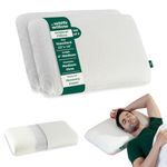 The White Willow Memory Foam Pillow Set of 2 for Neck & Shoulder Pain Relief-Cervical Pillow for Sleeping-Orthopedic Bed Pillow for Back, Side & Stomach Sleepers-Medium Firm-Standard-4" H-Cream