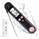 flintronic Meat Thermometer, Instant Read Cooking Thermometer, Cooking Thermometer with Foldable Long Probe and Backlight Screen, Perfect for Kitchen Cooking, BBQ, Water,Meat, Milk (Black)