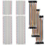 HUAREW Breadboard and Jumper Wires Kit Include 830 Tie Points Breadboard 400 Tie Points Breadboard Jumper Wire