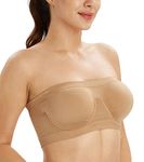 Lemorosy Women's Seamless Bandeau Underwire Strapless Bralette Non Padded Tube Top Bra(XXL, Beige)