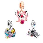 Doyafer 925 Sterling Silver Charms Set Pendant fit Women Charms Bracelet Necklace Cartoon Beads for Girls Gift 3-Piece/Package