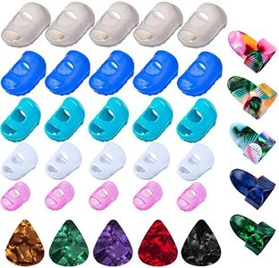 35Pcs Silicone Guitar Finger Protector, Guards Fingertip Protectors Fingertip Protection Covers Caps for Stringed Instruments, Sewing and Embroidery (5 Sizes)