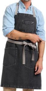 hedley & bennett Essential Apron - Heavy-Duty Denim Kitchen Apron with Pockets & Towel Loop - Professional Chef Workwear for Cooking & Grilling - Oyster Gray