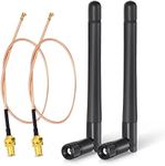 Bingfu Dual Band WiFi Antenna 2.4GHz 5GHz 5.8GHz 3dBi MIMO RP-SMA Male (2-Pack) + 2 x 12 inch u.fl to Rp-SMA Cable for WiFi Router Wireless Mini PCI Express PCIE Network Card Adapter