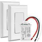 SURAIELEC Wireless Light Switch and Receiver Kit, 15A High Power, No Wiring, 100ft RF Range, Programmable Remote Control 3 Way Wall Switches for Lamp, Ceiling Light, Fan, Outdoor Lighting