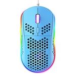 CROSS ZEBRA RGB Honeycomb Lightweight Gaming Mouse, 6 Programmable Buttons, 6 RGB Backlight Modes & 6400 DPI Adjustable, USB Wired, Plug & Play, Compatible with Windows, Mac, Laptop, PS4, XBox - Blue