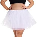 PLIKSUVER Women's Tutu Skirts 4 Layered Tulle Tutu Skirt for Adult Teen Ballet Dance Parties Fancy Dress Halloween Costume (White)