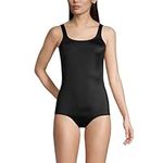 Lands' End Women's Chlorine Resistant Scoop Neck Soft Cup Tugless Sporty One Piece Swimsuit, Black, 8