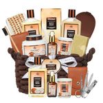 Spa Gift Set for Women & Men, 12pcs Spa Basket Set Coconut & Almond Scented includes Body Wash, Bubble Bath, Bath Soak, Manicure Set, Gifts for Mom, Birthday Gifts for women, Gift for Her, Fathers Day