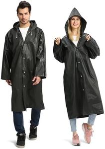 Opret Unisex Adult Black EVA Waterproof Rain Poncho Coat with Hood and Long Sleeves