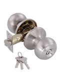 Door Knobs Interior Keyed Difference Entry Front Bedroom Doorknobs with Lock Flat Ball Handle Lock Sets in Satin Nickel