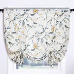 Leeva Gray Tie-Up Shades Curtain for Living Room, Elegant Window Treatment Balloon Valances Curtain for Dining Room Office, 42x63 in, One Panel