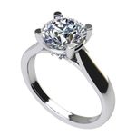 NANA Silver 8.0mm (2ct) Round Cut Zirconia Lucita Solitaire Ring-Platinum Plated-Size 6.5