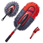 Soft Microfiber Car Duster Exterior Scratch Free Multipurpose Duster with Extendable Handle Duster for Car, Truck, SUV, RV and Motorcycle