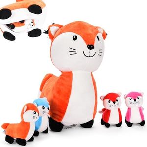 PixieCrush Stuffed Fox Baby - Cute Fox Plush - Huggable Mommy Fox and 4 Adorable Baby Foxes - Multicolored Fox Stuffed Animal for Baby - Perfect as Pillow and Play Companion- Adorable Baby Foxy Family