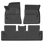 Husky Liners Weatherbeater Floor Mats | Fits 2017-2024 Tesla Model 3 | Front & 2nd Row, 3-pc Black - 95091