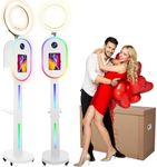 RDYMONKEY Photo Booth for All iPad and for Camera Dualuse Selfie Station Shell Stand APP Control RGB Ring Light Music Sync Light Box Photobooth Machine with Honeycomb Box for Rental